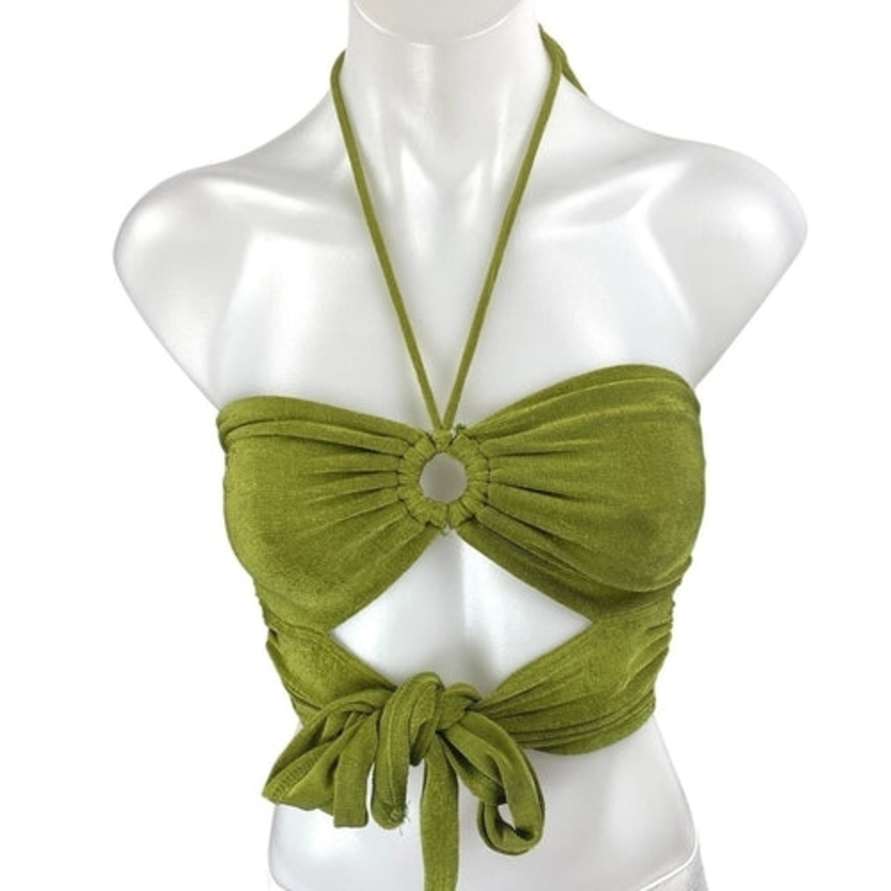 Princess Polly Olive Tie-Front Halter Top